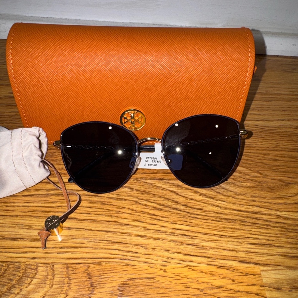 Tory Burch Black Sunglasses with Tan Case